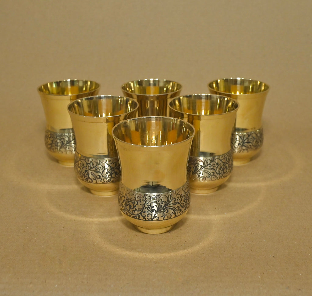 Handcrafted Brass glass Set of 6