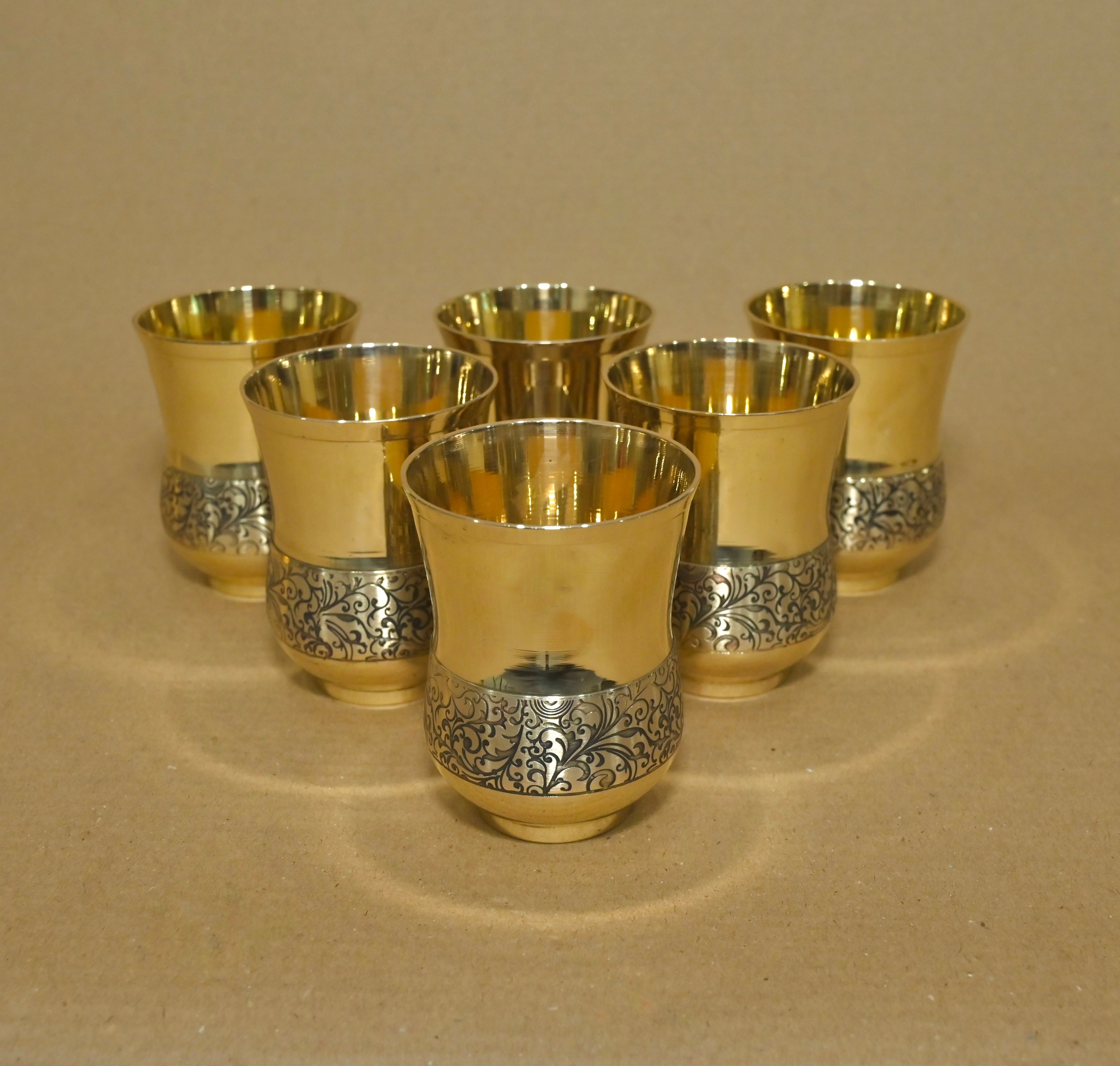 Handcrafted Brass glass Set of 6