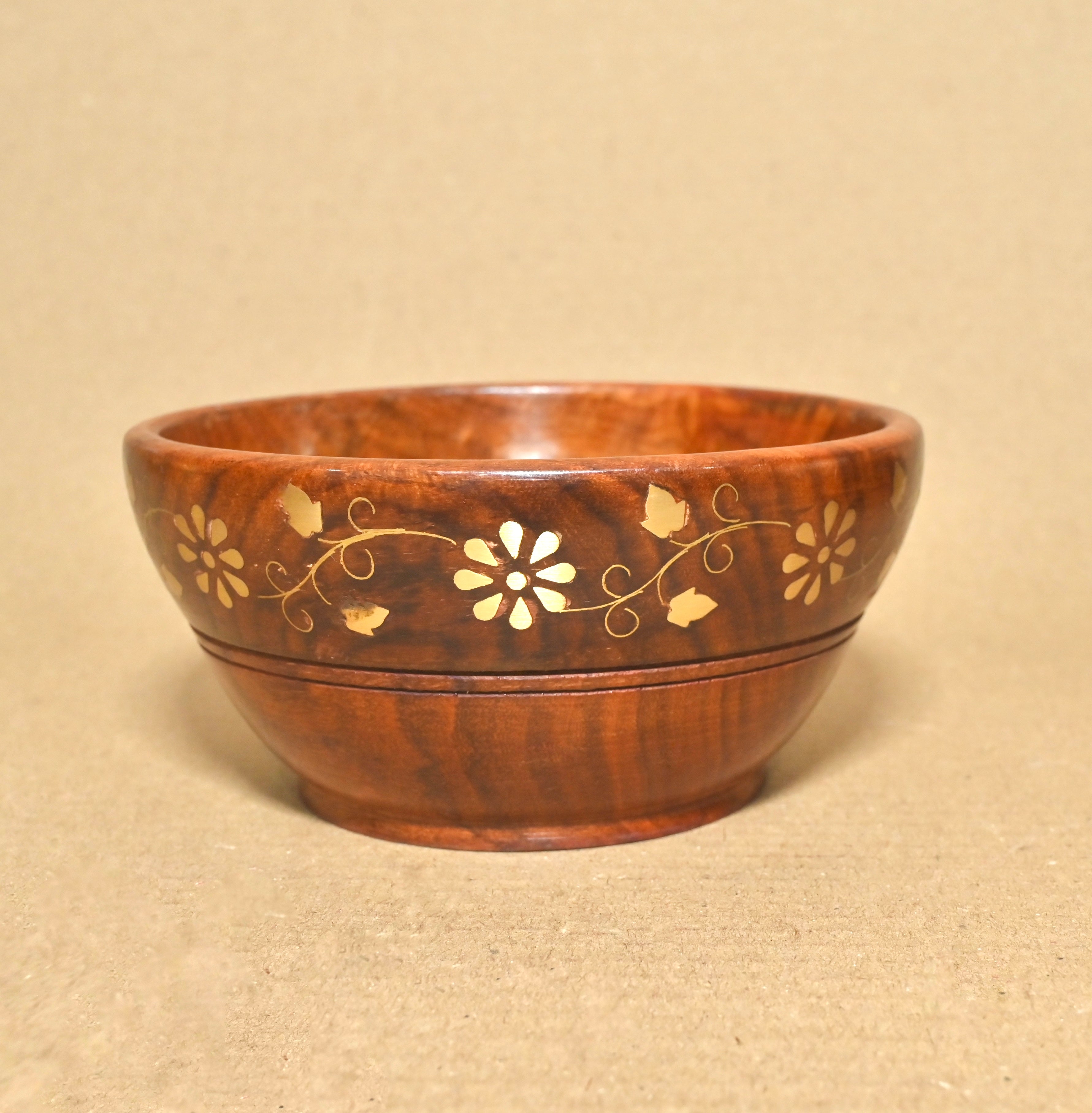 Handcrafted Wooden Bowl – Premium Floral Inlay Serving Bowl