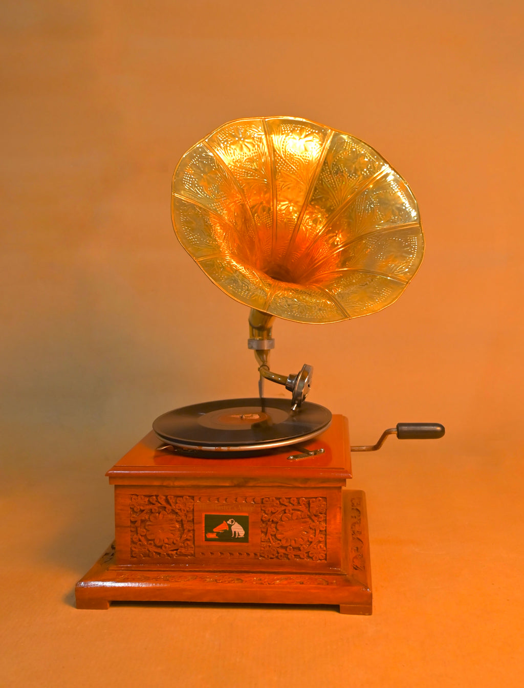 Handcrafted Vintage Wooden Gramophone