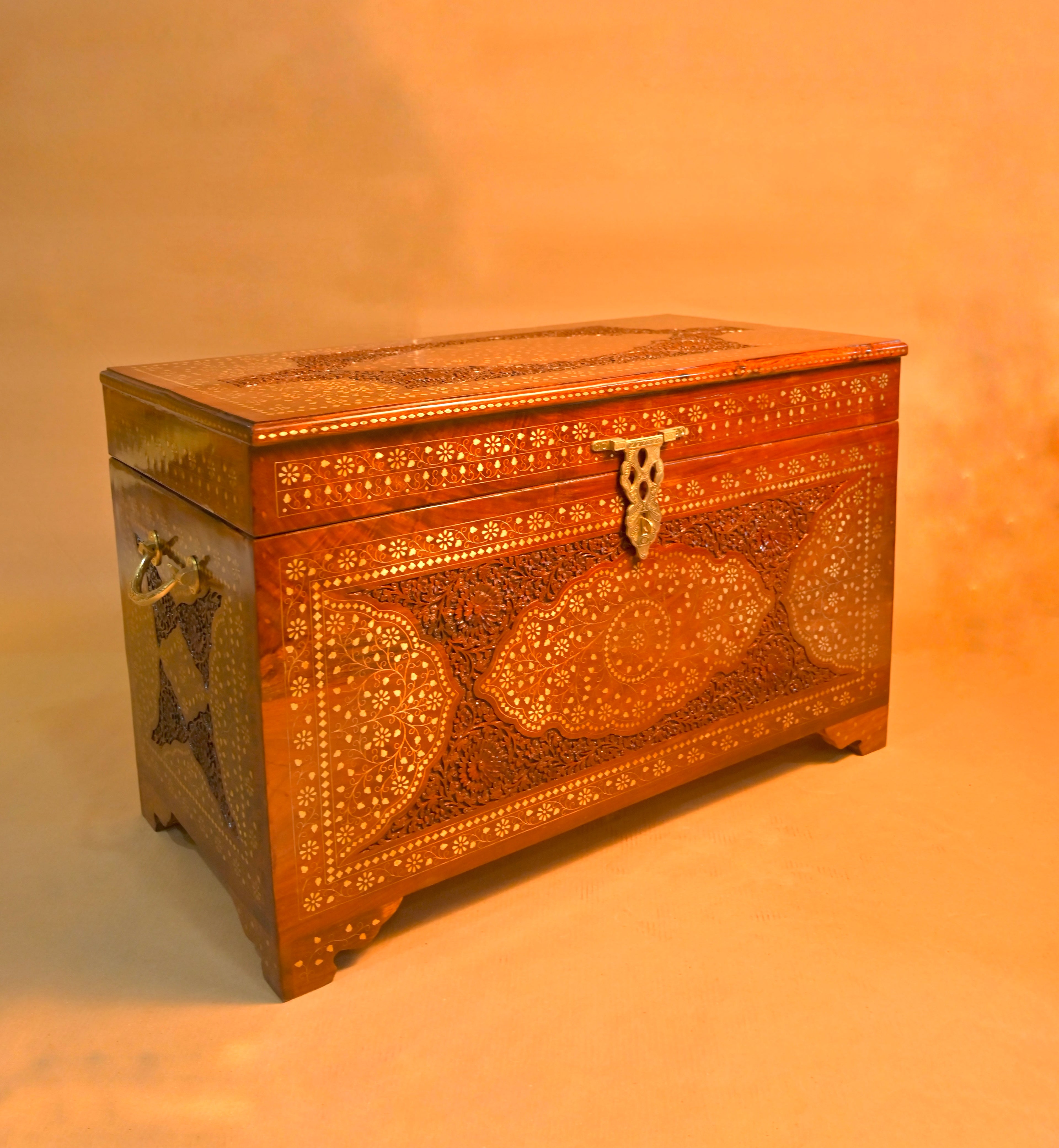 Handcrafted Vintage Wooden Clothes Storage Chest