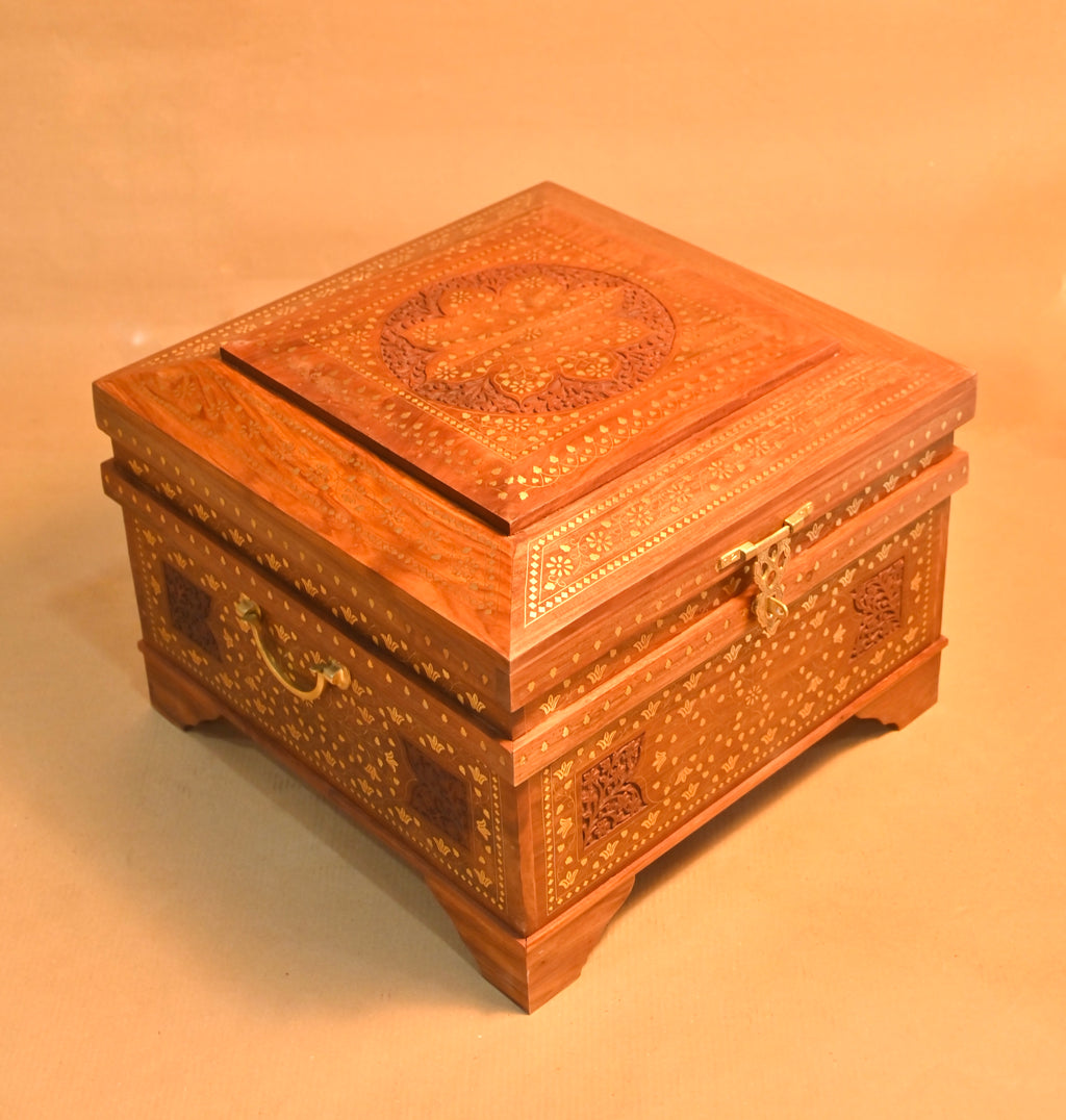 Handcrafted Vintage Wooden Clothes Storage Trunk