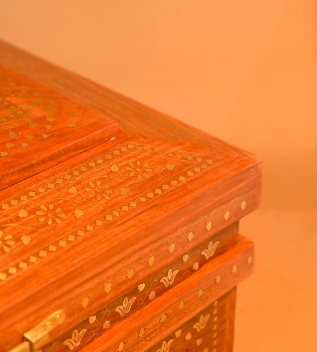 Handcrafted Vintage Wooden Clothes Storage Trunk