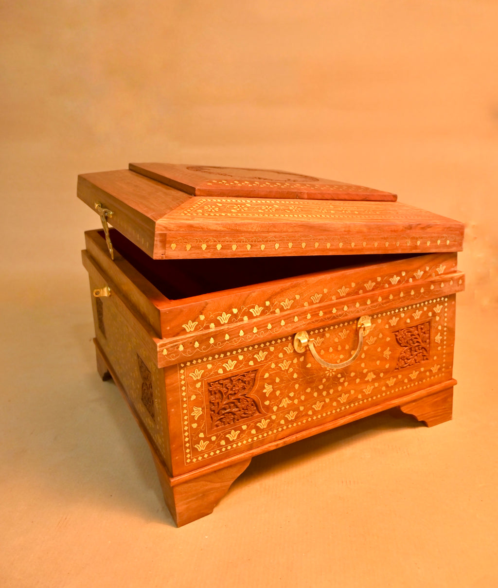 Handcrafted Vintage Wooden Clothes Storage Trunk