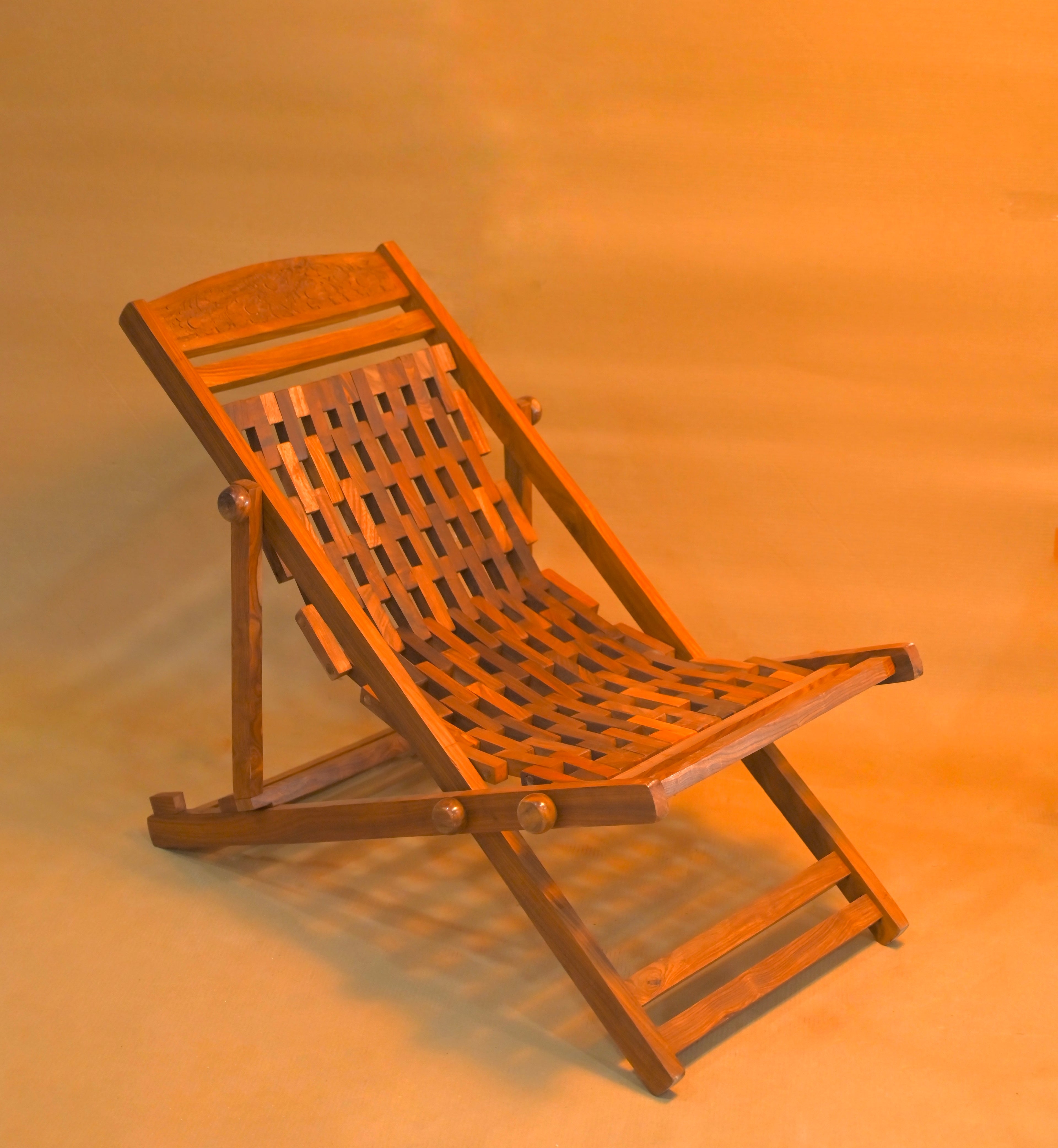 Royal Handcrafted Wooden Reclining Lounge Chair