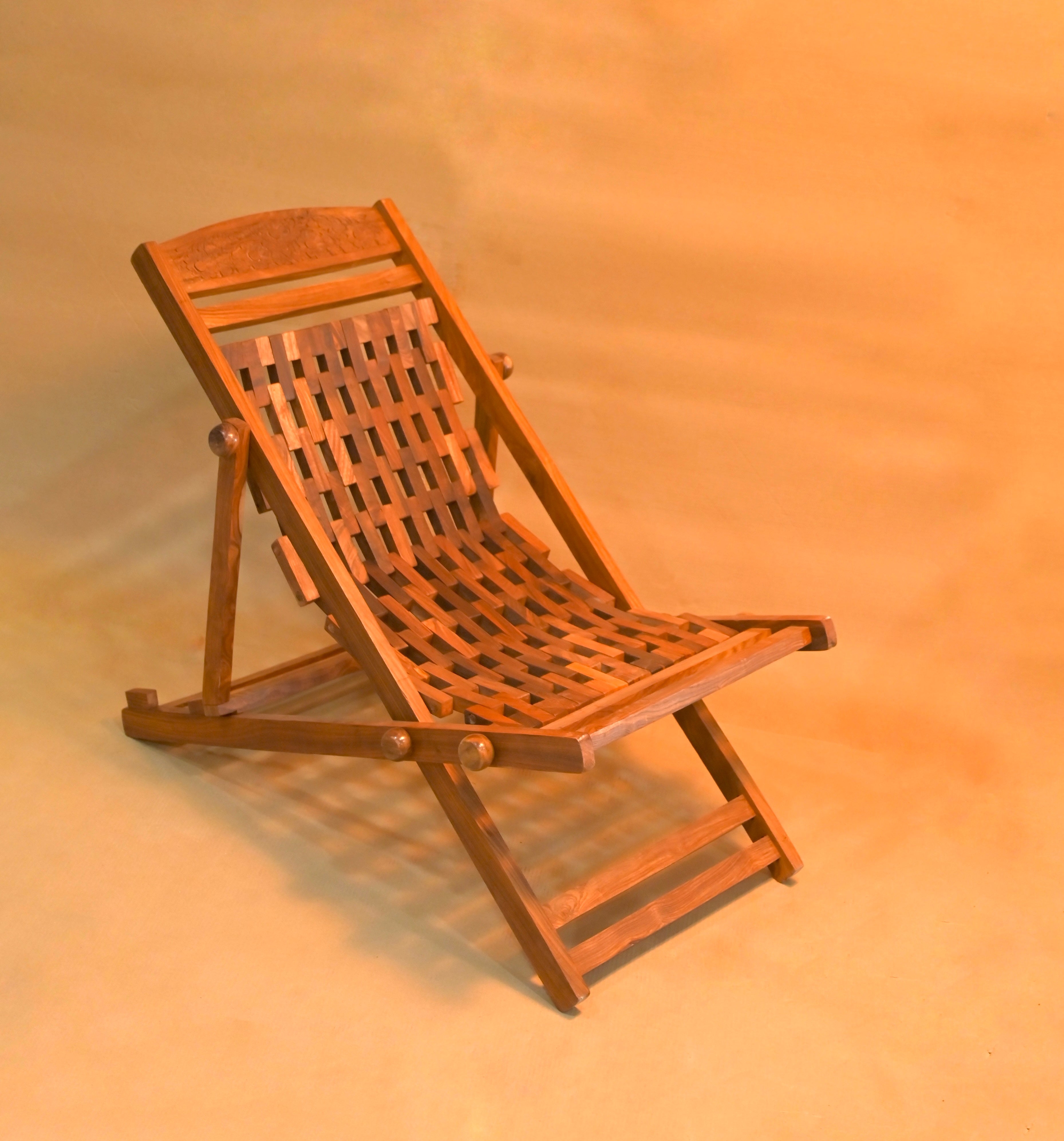 Royal Handcrafted Wooden Reclining Lounge Chair